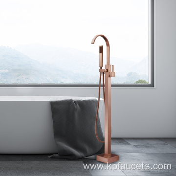 Brass Single Handle with Hand Shower Faucets Freestanding Bathtub Faucet Tub Filler Floor Mount